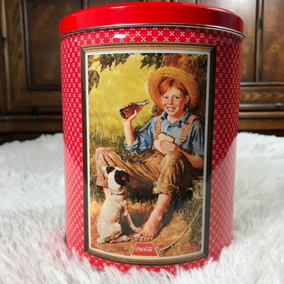 NWOT Set of 4 Vintage Coca-Cola Boys of Summer Round Tin + Refreshment Magnets - Picture 4 of 14